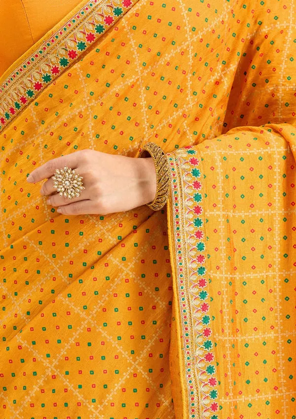 Mustard_Soft_Raw_Silk_Bandhej_Gold_Zariwork_Saree_With_Matching_Blouse_Piece