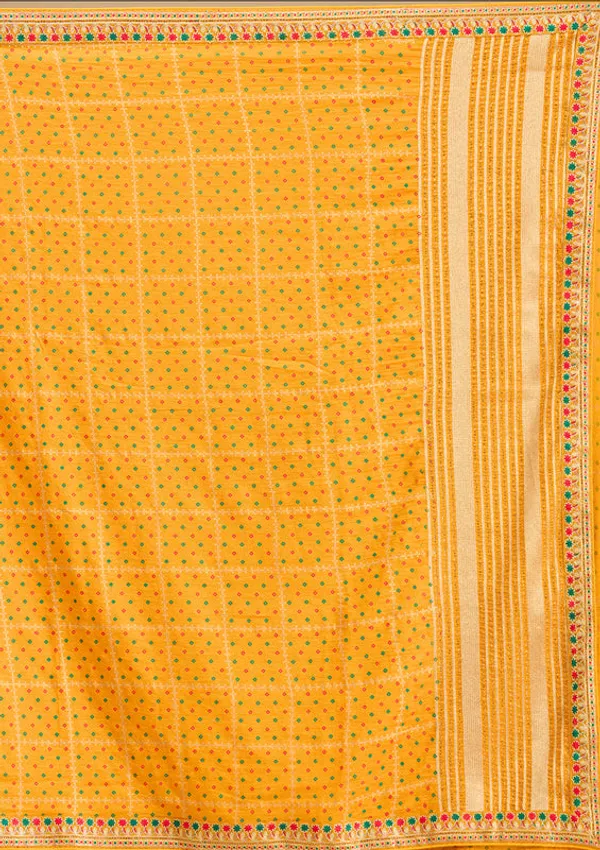 Mustard_Soft_Raw_Silk_Bandhej_Gold_Zariwork_Saree_With_Matching_Blouse_Piece