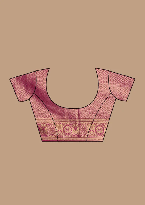 Rani_Pink_Silk_Jaal_Zariwork_Saree_With_Matching_Blouse_Piece