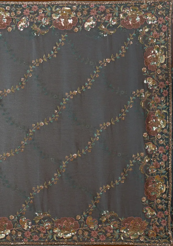 Light_Grey_Tissue_Sequins_Saree_With_Matching_Blouse_Piece