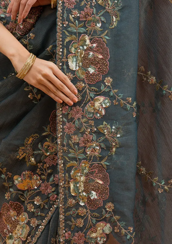 Light_Grey_Tissue_Sequins_Saree_With_Matching_Blouse_Piece