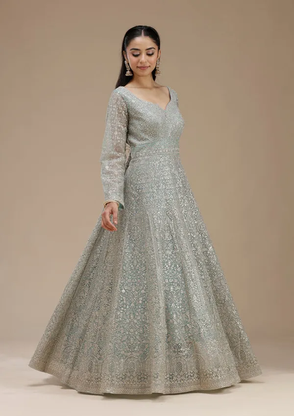 Sky_Blue_Net_Gold_Zariwork_Anarkali_Kurta_With_Bottom_And_Dupatta