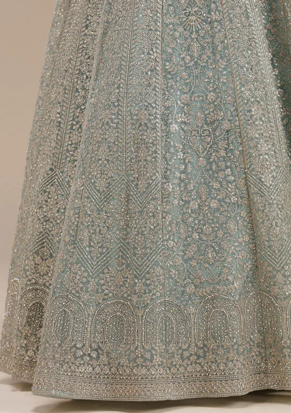 Sky_Blue_Net_Gold_Zariwork_Anarkali_Kurta_With_Bottom_And_Dupatta
