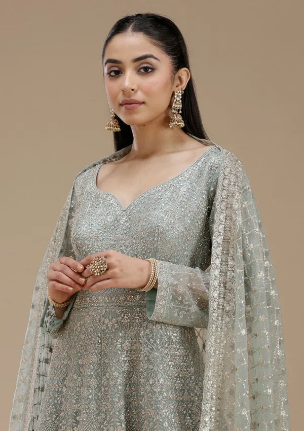Sky_Blue_Net_Gold_Zariwork_Anarkali_Kurta_With_Bottom_And_Dupatta