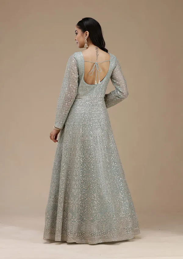 Sky_Blue_Net_Gold_Zariwork_Anarkali_Kurta_With_Bottom_And_Dupatta