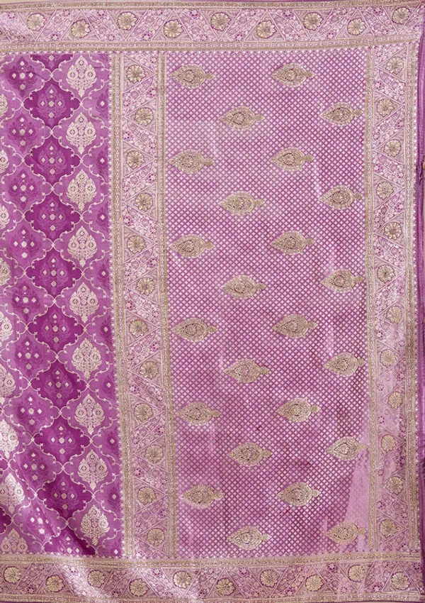 Purple_Silk_Jaal_Stonework_Saree_With_Matching_Blouse_Piece