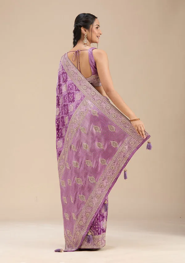 Purple_Silk_Jaal_Stonework_Saree_With_Matching_Blouse_Piece
