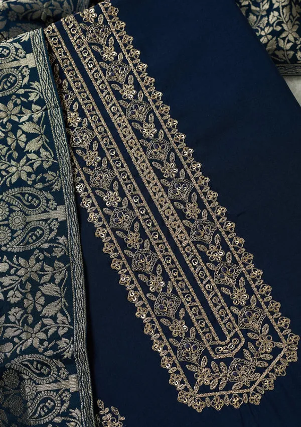 Navy_Blue_Dola_Silk_Threadwork_Unstitched_Dress_Material_With_Matching_Bottom_And_Dupatta