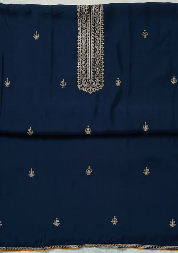 Navy_Blue_Dola_Silk_Threadwork_Unstitched_Dress_Material_With_Matching_Bottom_And_Dupatta