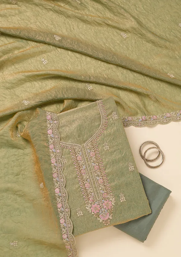 Pista_Green_Tissue_Aariwork_Unstitched_Dress_Material_With_Matching_Bottom_And_Dupatta