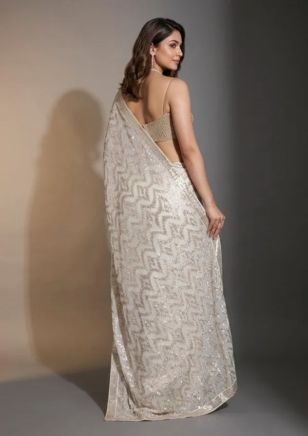 Off_White_Georgette_Sequins_Saree_With_Matching_Blouse_Piece