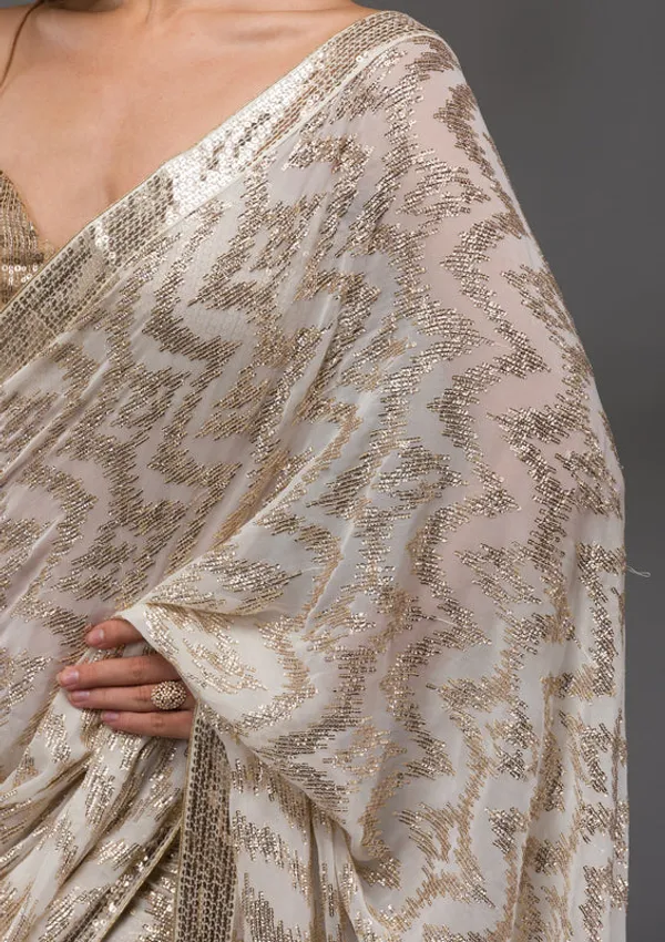 Off_White_Georgette_Sequins_Saree_With_Matching_Blouse_Piece