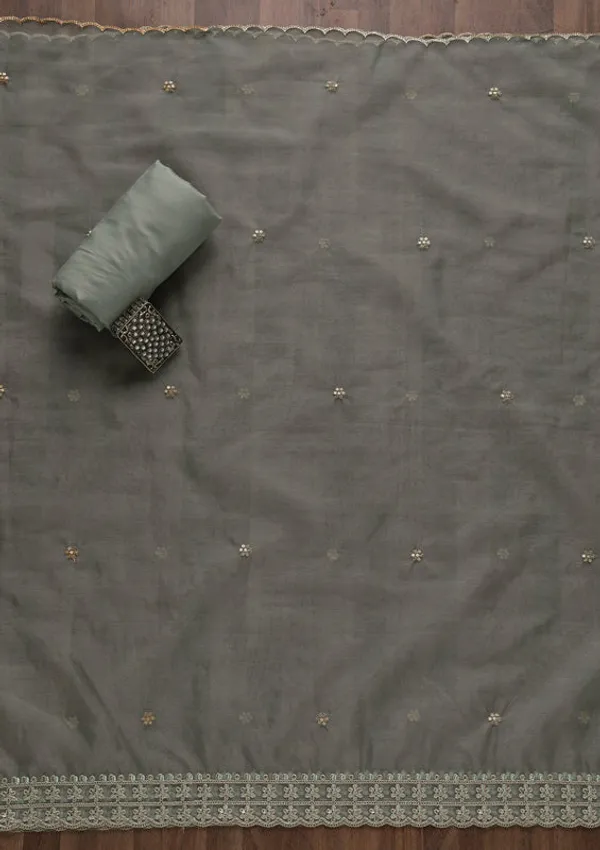 Sea_Green_Tissue_Floral_Silver_Zardozi_Work_Unstitched_Dress_Material_With_Matching_Bottom_And_Dupatta