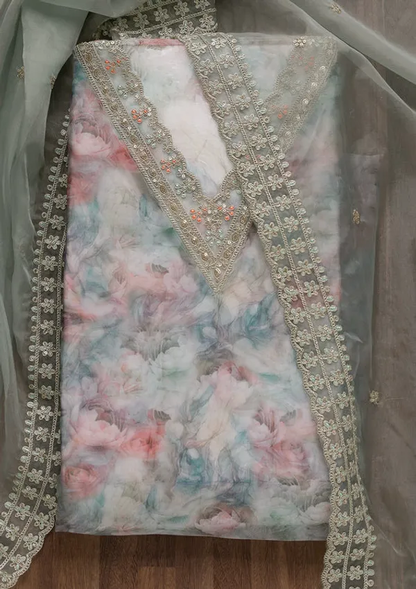 Sea_Green_Tissue_Floral_Silver_Zardozi_Work_Unstitched_Dress_Material_With_Matching_Bottom_And_Dupatta