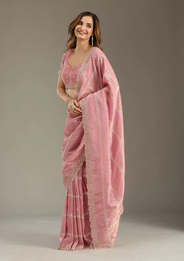 Pink_Tissue_Cutwork_Saree_With_Matching_Blouse_Piece