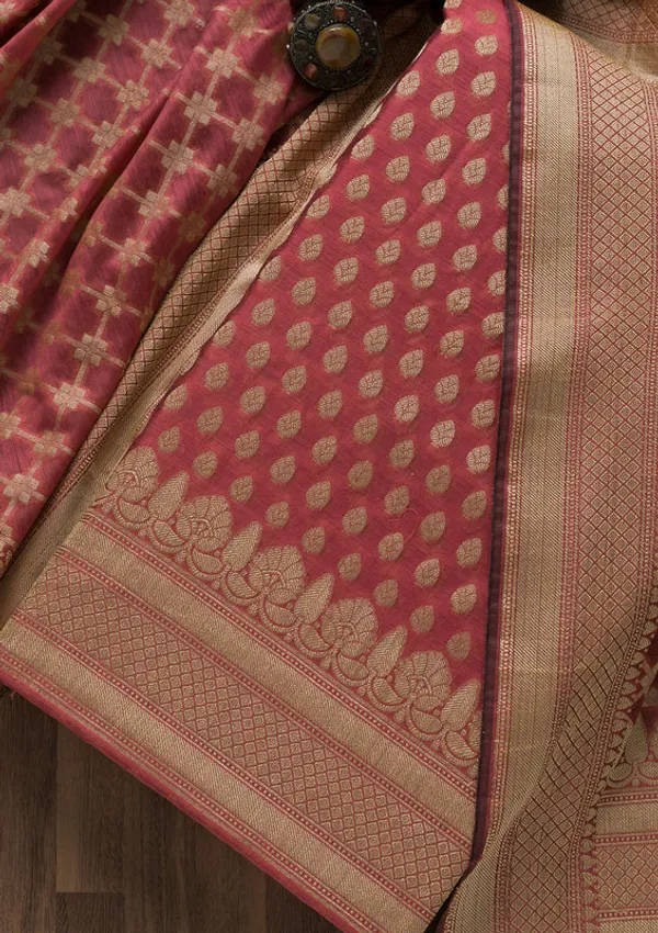 Onion_Pink_Silk_Gold_Zariwork_Unstitched_Dress_Material_With_Matching_Bottom_And_Dupatta