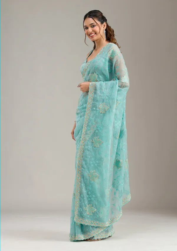 Sky_Blue_Chiffon_Threadwork_Saree_With_Matching_Blouse_Piece