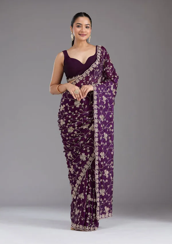 Purple_Tissue_Threadwork_Saree_With_Matching_Blouse_Piece