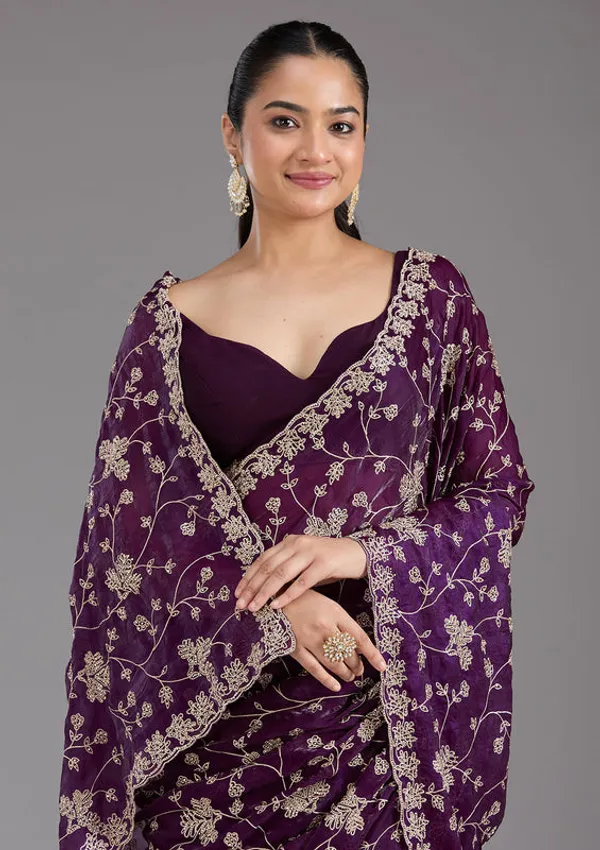 Purple_Tissue_Threadwork_Saree_With_Matching_Blouse_Piece