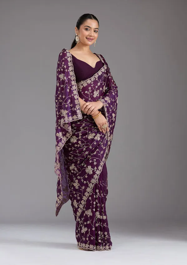 Purple_Tissue_Threadwork_Saree_With_Matching_Blouse_Piece