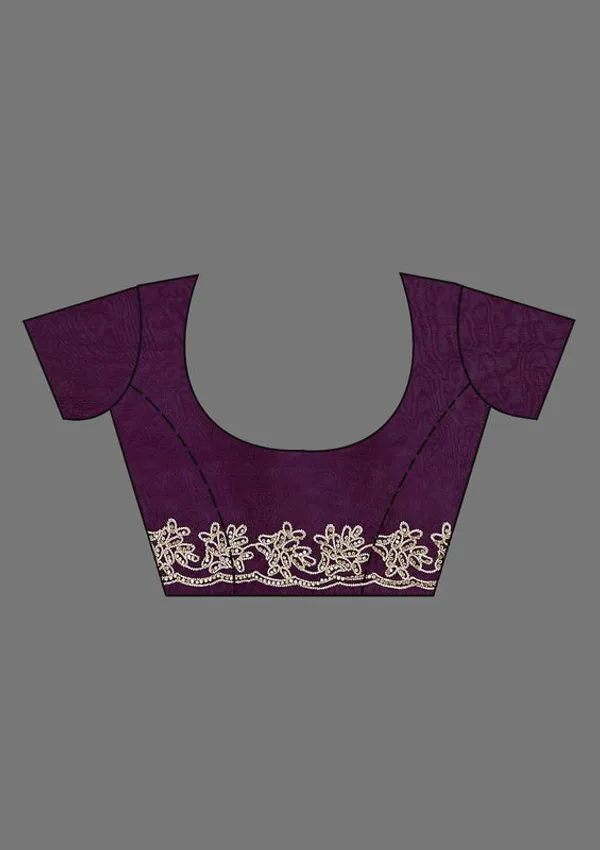 Purple_Tissue_Threadwork_Saree_With_Matching_Blouse_Piece