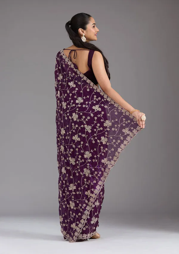 Purple_Tissue_Threadwork_Saree_With_Matching_Blouse_Piece