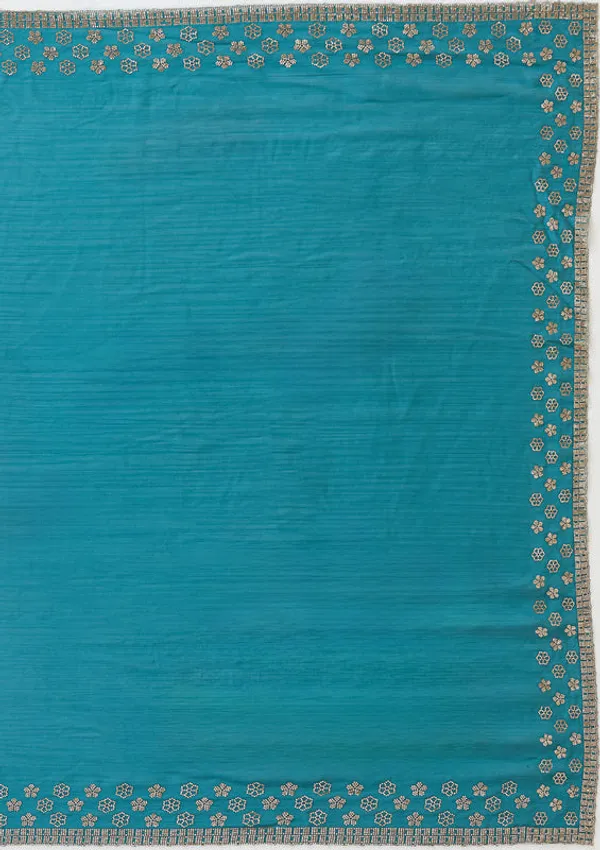 Peacock_Blue_Chiffon_Gold_Stonework_Saree_With_Matching_Blouse_Piece