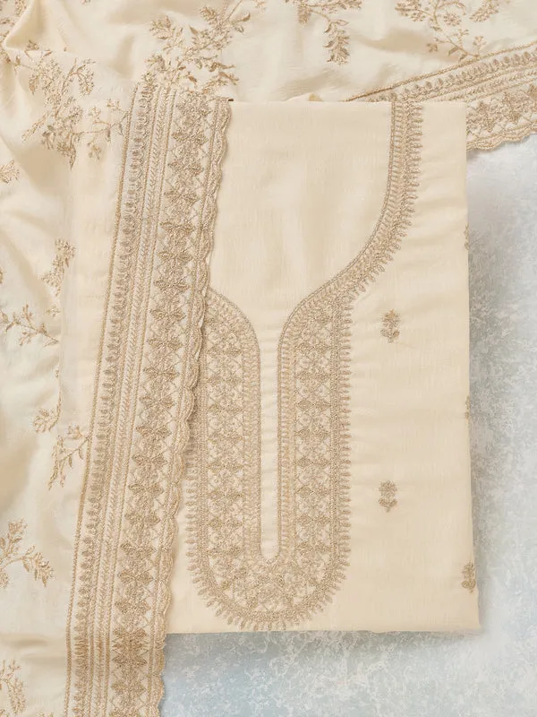 Off_White_Soft_Raw_Silk_Gold_Zariwork_Unstitched_Dress_Material_With_Matching_Bottom_And_Dupatta