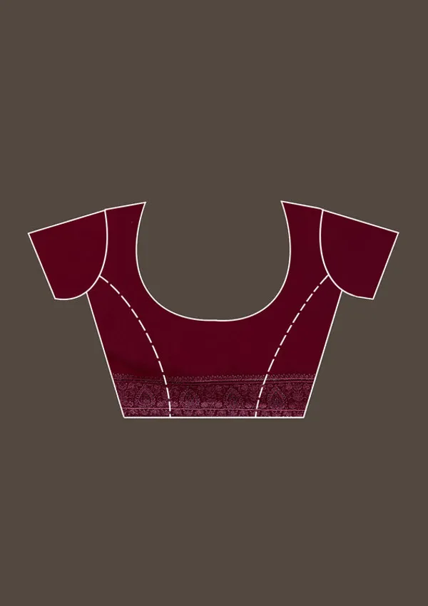 Wine_Georgette_Threadwork_Saree_With_Matching_Blouse_Piece