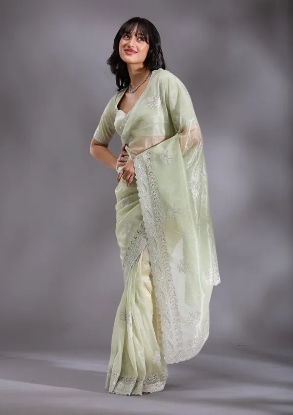 Pista_Green_Organza_Cutwork_Saree_With_Matching_Blouse_Piece