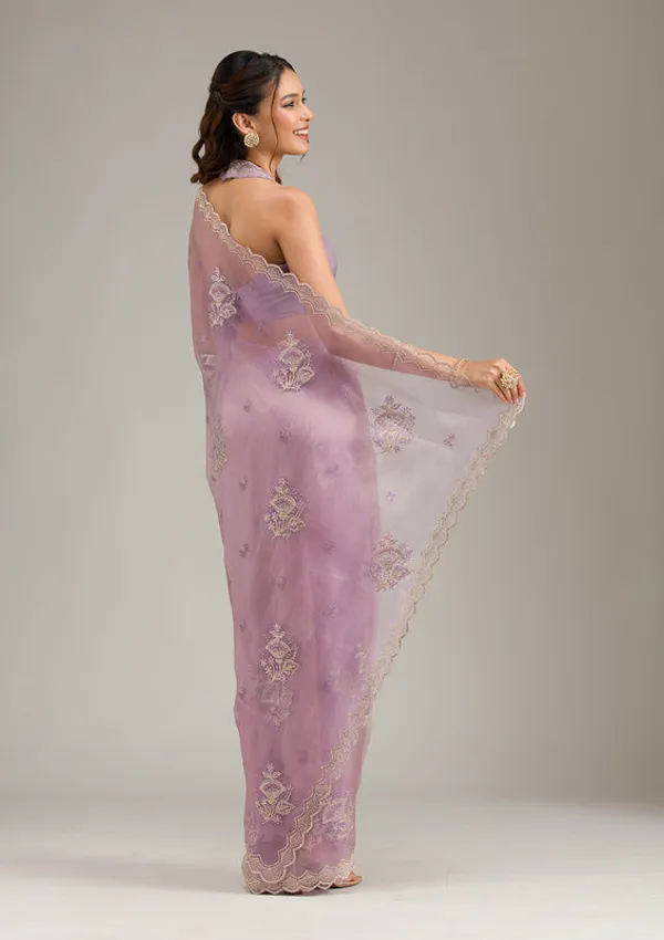 Lavender_Tissue_Gold_Stonework_Saree_With_Matching_Blouse_Piece