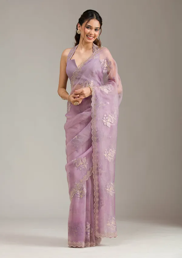 Lavender_Tissue_Gold_Stonework_Saree_With_Matching_Blouse_Piece