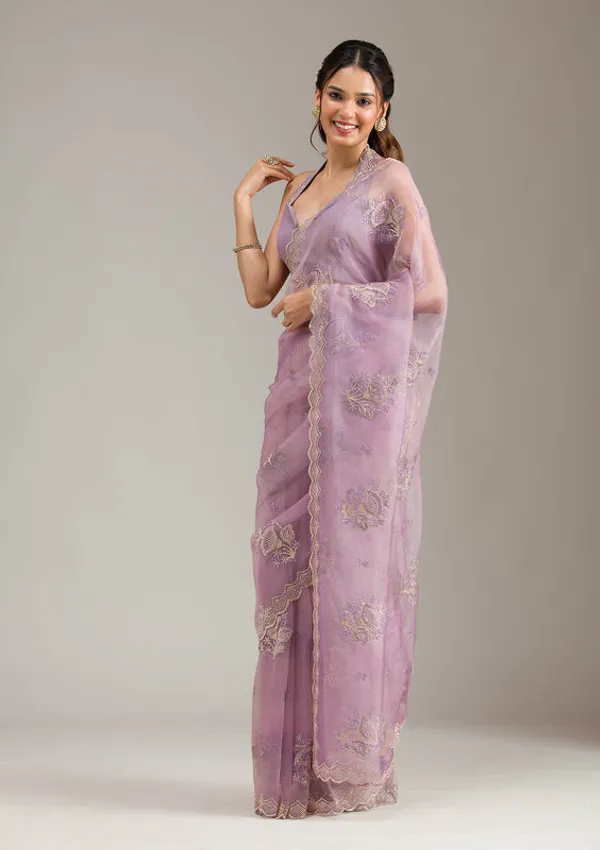 Lavender_Tissue_Gold_Stonework_Saree_With_Matching_Blouse_Piece