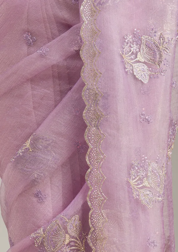 Lavender_Tissue_Gold_Stonework_Saree_With_Matching_Blouse_Piece