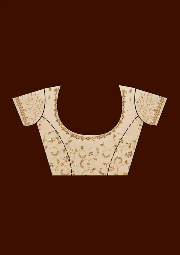 Gold_Net_Sequins_Saree_With_Matching_Blouse_Piece