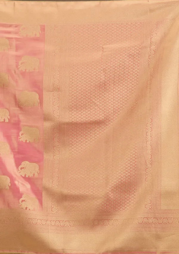 Onion_Pink_Silk_Buti_Gold_Zariwork_Saree_With_Matching_Blouse_Piece