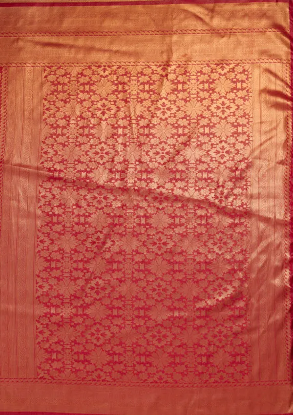 Onion_Pink_Silk_Stripes_Gold_Zariwork_Saree_With_Matching_Blouse_Piece