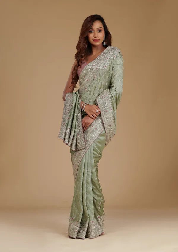 Pista_Green_Silk_Silver_Zariwork_Saree_With_Matching_Blouse_Piece