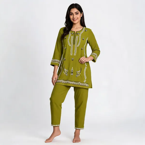 Olive_Green_Rayon_Straight_Embroidered_Kurta_Set_For_Women