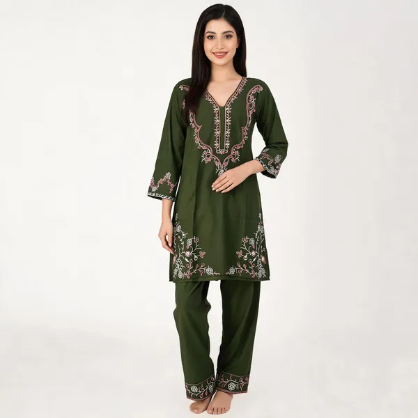 Green_Rayon_Straight_Embroidered_Kurta_Set_For_Women