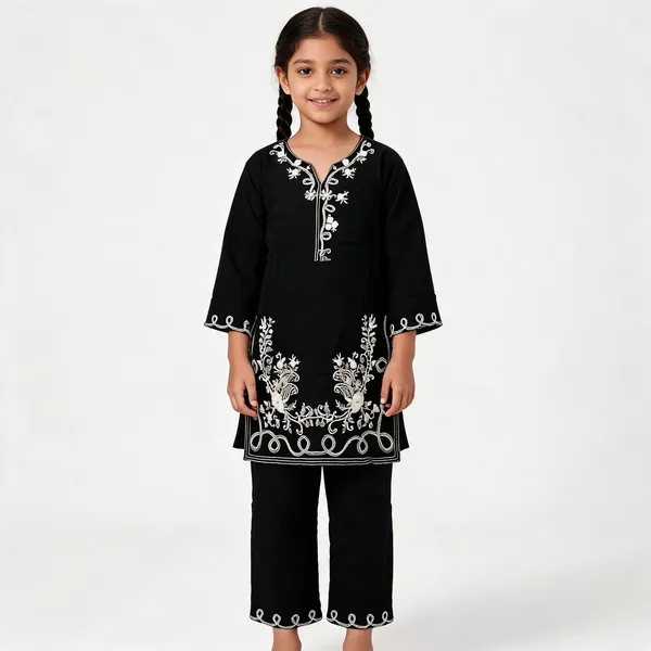 Black_Rayon_Straight_Embroidered_Kurta_Set_For_Girls