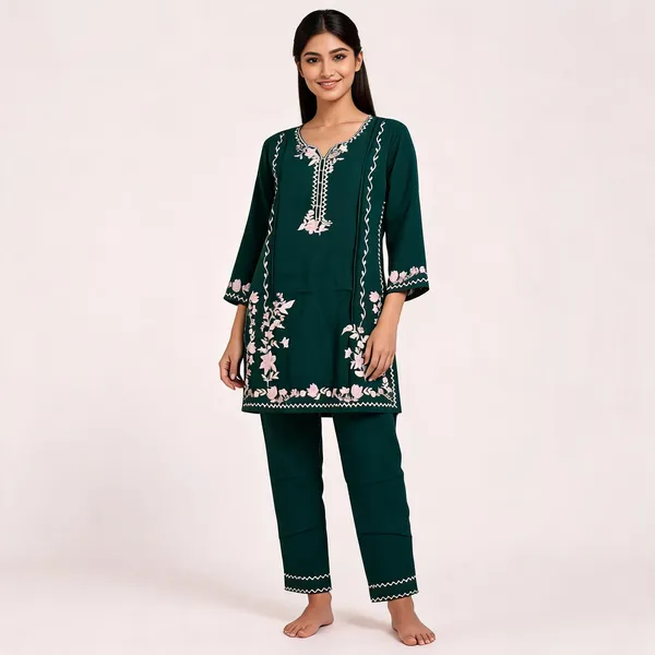 Green_Rayon_Straight_Embroidered_Kurta_Set_For_Women