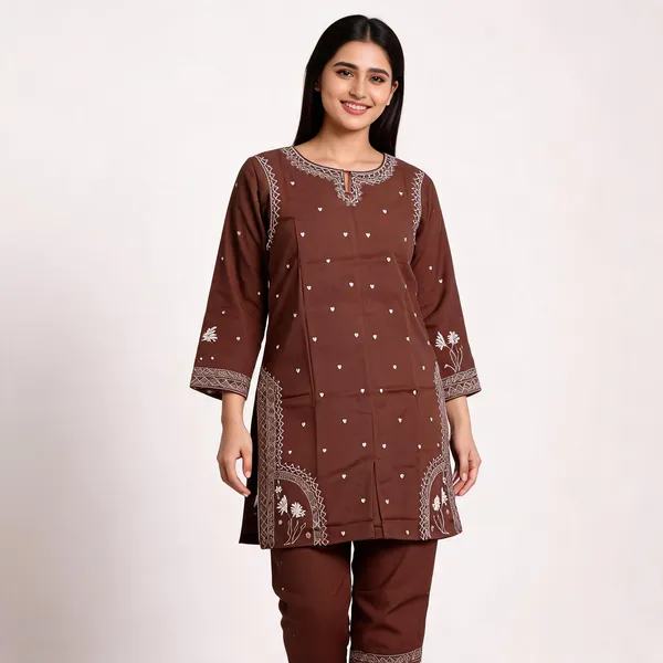 Brown_Rayon_Straight_Embroidered_Kurta_Set_For_Women