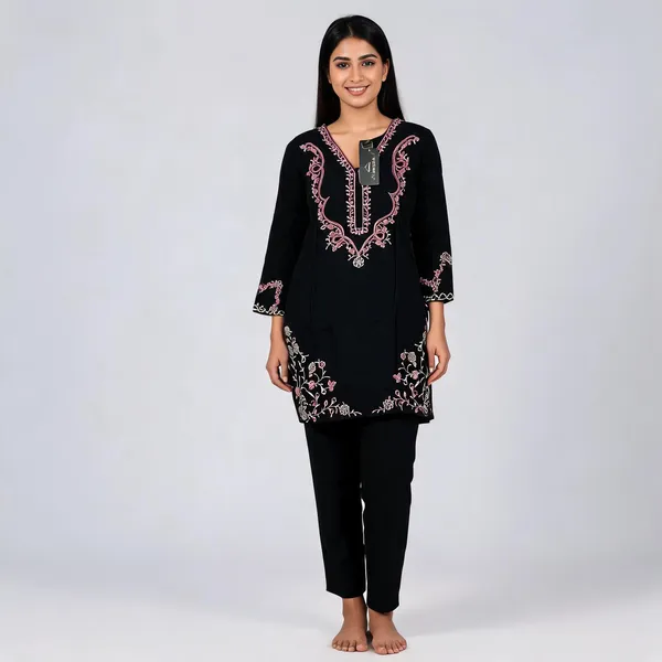 Black_Rayon_Straight_Embroidered_Kurta_Set_For_Women