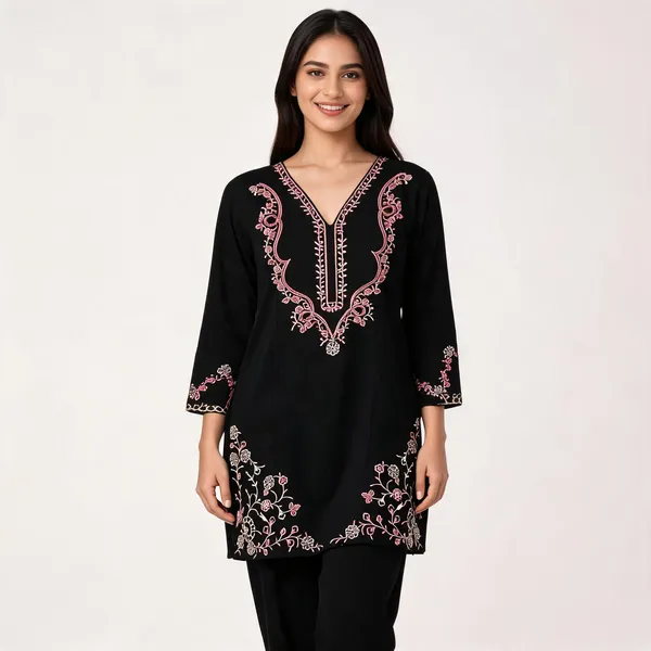 Black_Rayon_Straight_Embroidered_Kurta_Set_For_Women