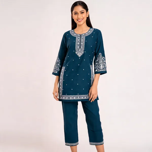 Navy_Rayon_Straight_Embroidered_Kurta_Set_For_Women