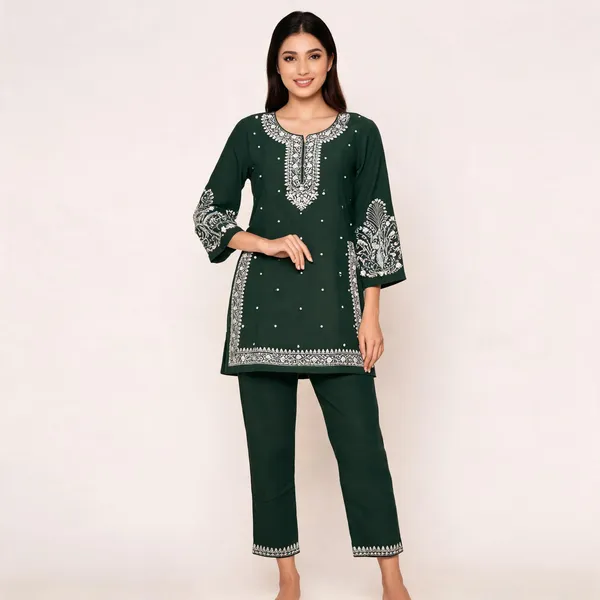Green_Rayon_Straight_Embroidered_Kurta_Set_For_Women