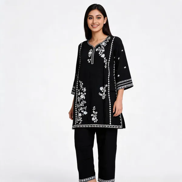 Black_Rayon_Straight_Embroidered_Kurta_Set_For_Women