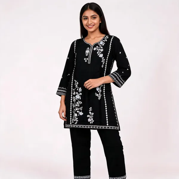 Black_Rayon_Straight_Embroidered_Kurta_Set_For_Women