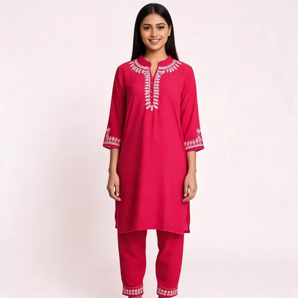 Red_Rayon_Straight_Embroidered_Kurta_Set_For_Women